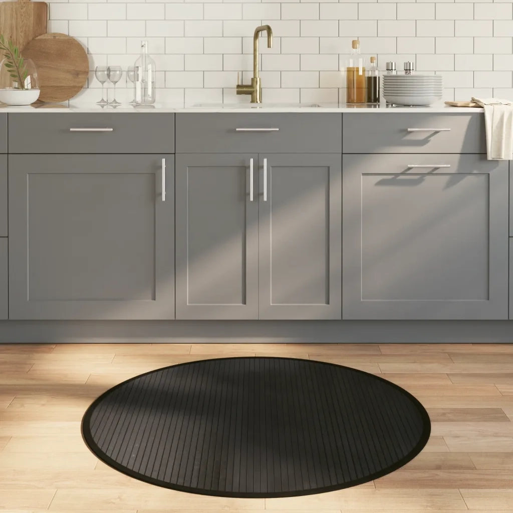 Tappeto Rotondo Nero 100 cm in BambÃ¹