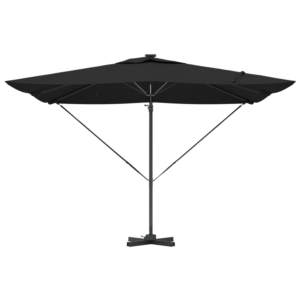 Ombrello a Sbalzo Roma con LED Nero 286x285x270 cm Alluminio