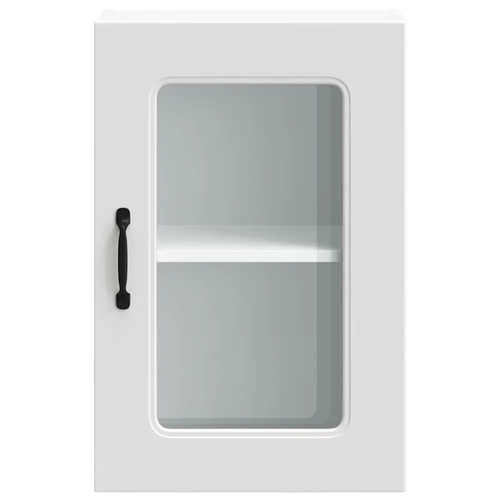 vidaXL Pensile da Cucina con Porta in Vetro Kalmar Bianco Truciolato