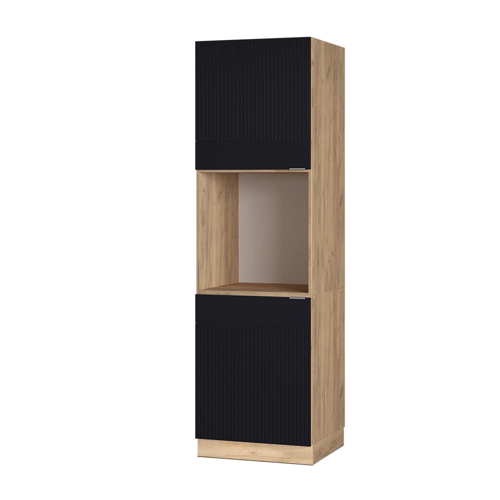 Vicco Mobile per forno da incasso Nero a righe 60 cm aperto