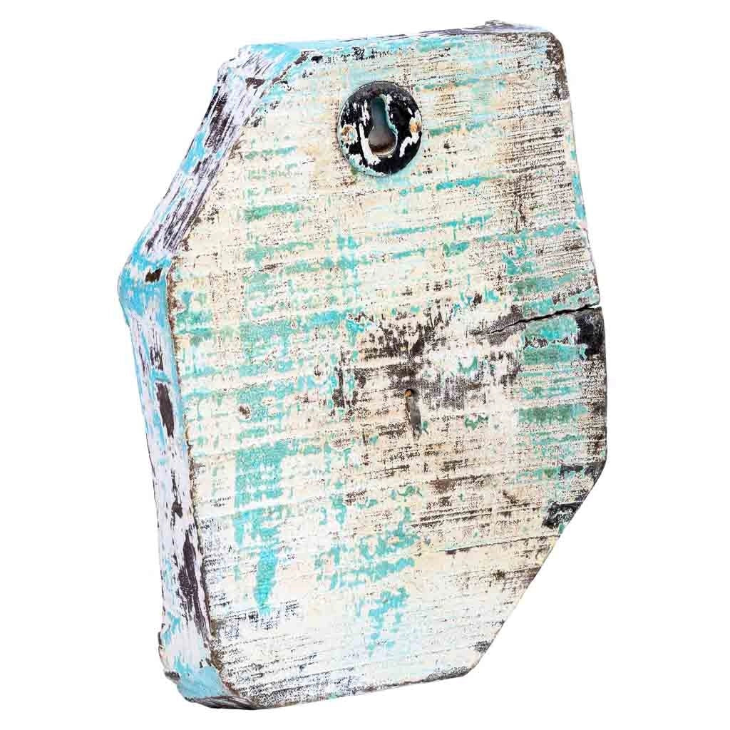 Appendino in legno intagliato con finitura blu anticata artigianale 16x0x8h cm