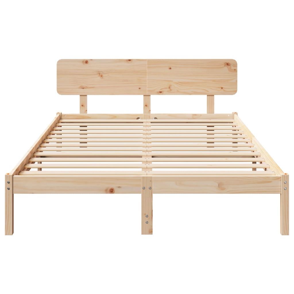 Struttura del letto con testiera 140x200 cm in legno massello di pino