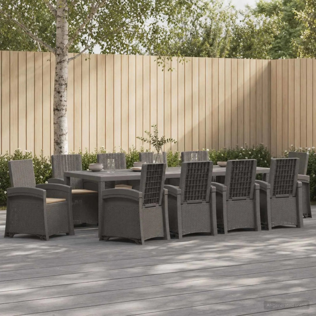 Set da Pranzo per Giardino 11 pz Grigio chiaro e Tortora PP 3430181