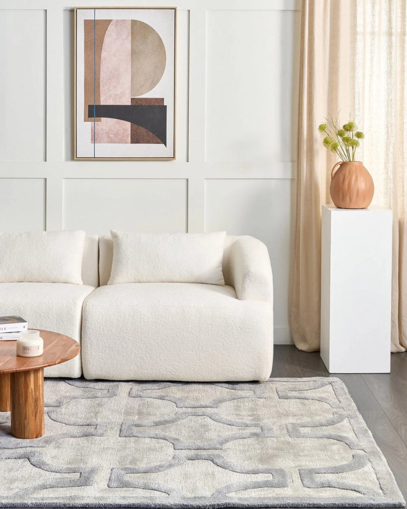 Tappeto di forma rettangolare beige e grigio 160 x 230 cm camera da letto soggiorno