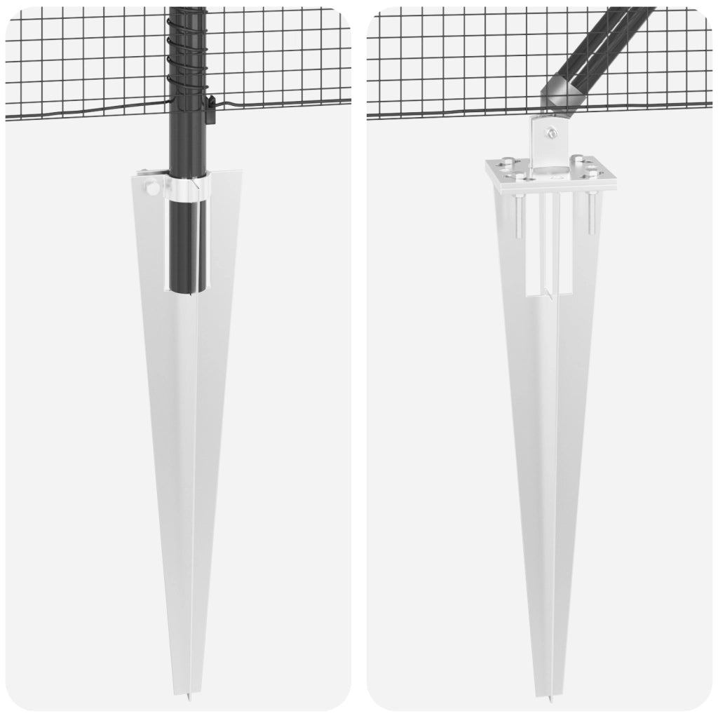 Set di Pali per Recinzione Set di 2 Grigio