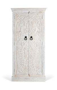 Armadio in legno di mango con ante intagliate in stile etnico