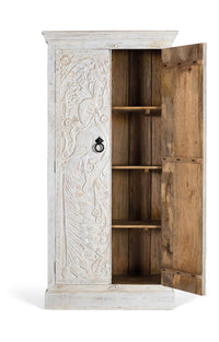 Armadio in legno di mango con ante intagliate in stile etnico