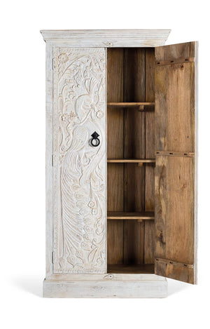 Armadio in legno di mango con ante intagliate in stile etnico