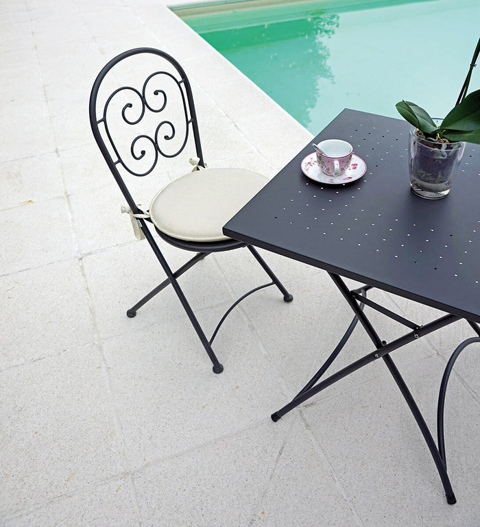 Tavolino Quadrato Pieghevole da Giardino 70x70 cm in Ferro Vorghini Orta Antracite