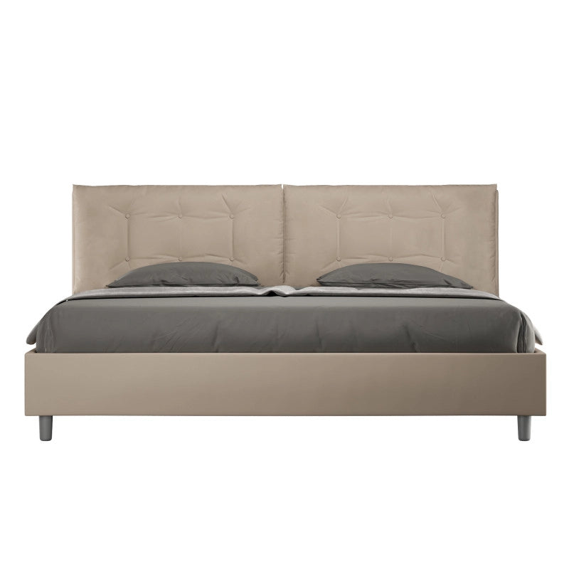 Letto imbottito Matrimoniale 200x200 cm Large - Similpelle,Senza rete,Tortora
