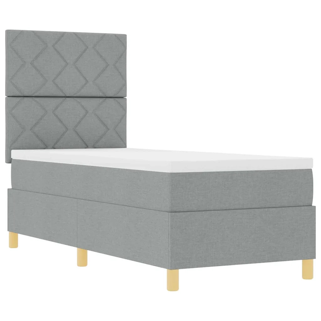 Letto a Sorgente LED Grigio chiaro 80 x 200 cm Tessuto