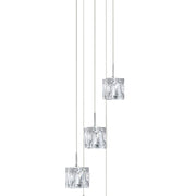 Lampadario Contemporaneo Ice Cube Acciaio Cromo Vetro Trasparente Led 5,2W 3000K