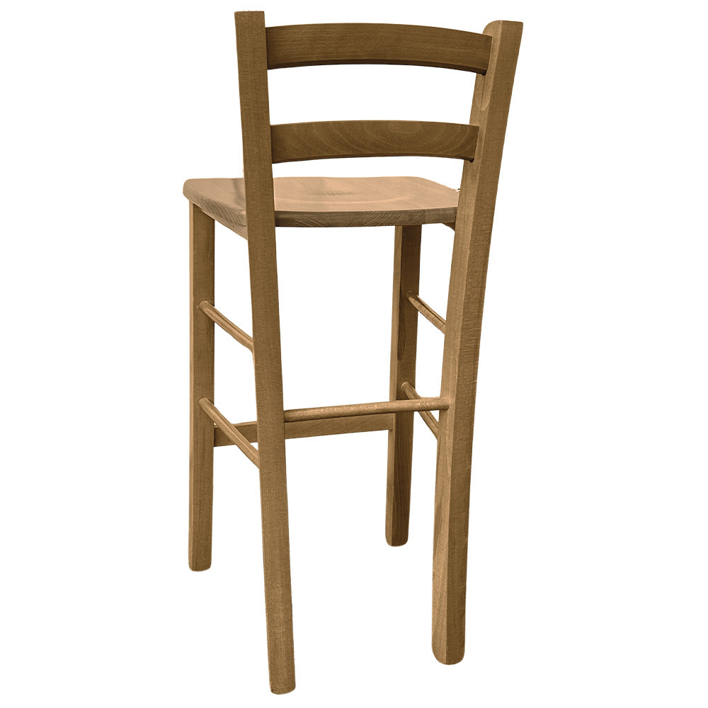 Sgabello alto da bar in legno h 67cm con seduta in massello noce chiaro