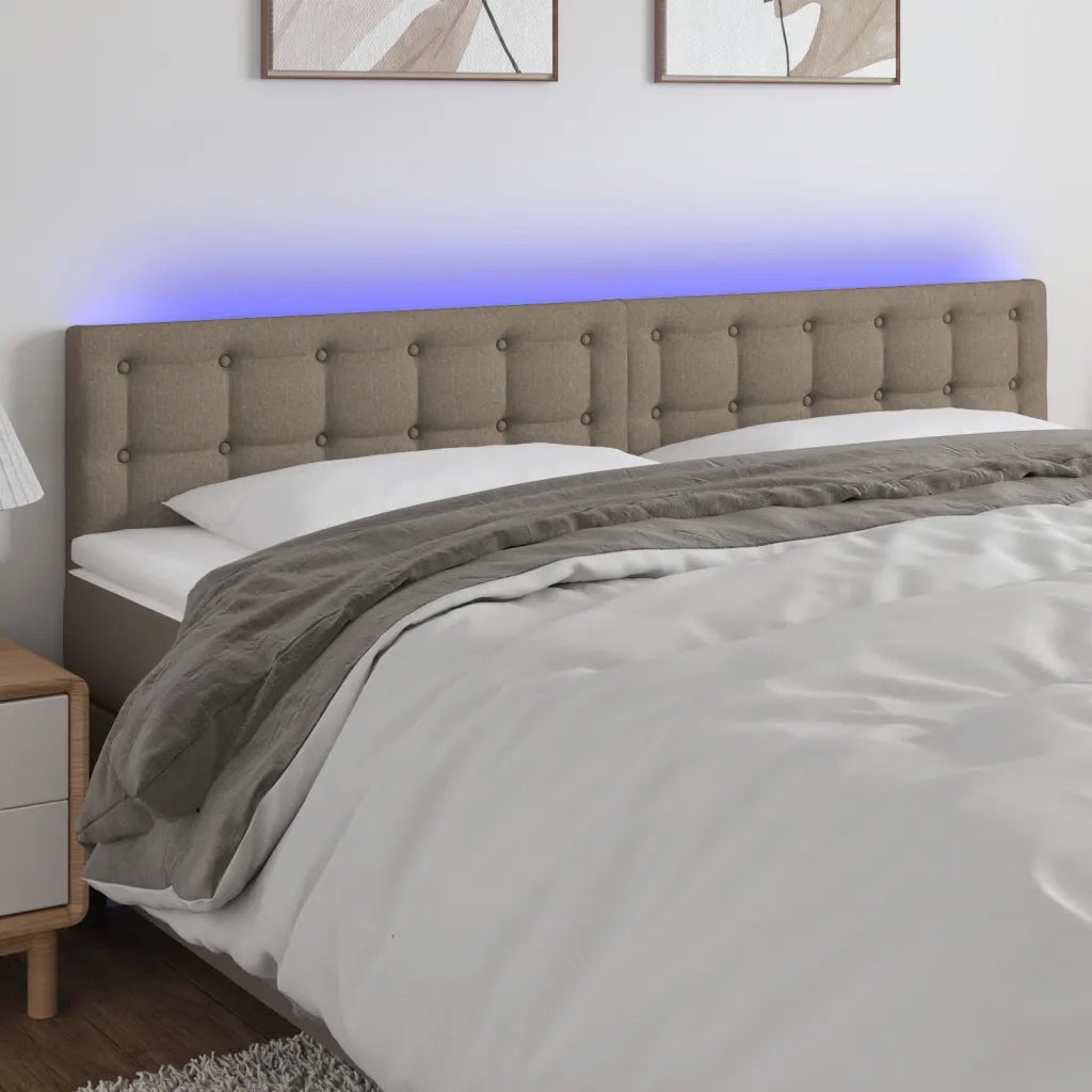 Testiera | Testata a LED Tortora 200x5x78/88 cm in Tessuto