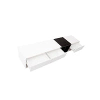 Mobile TV Lowboard Kombination in Bianco e nero lucido, Design a Blocchi di Colore, Cassetti, Ripiani, Vari Spazi per Riporre, Bianco