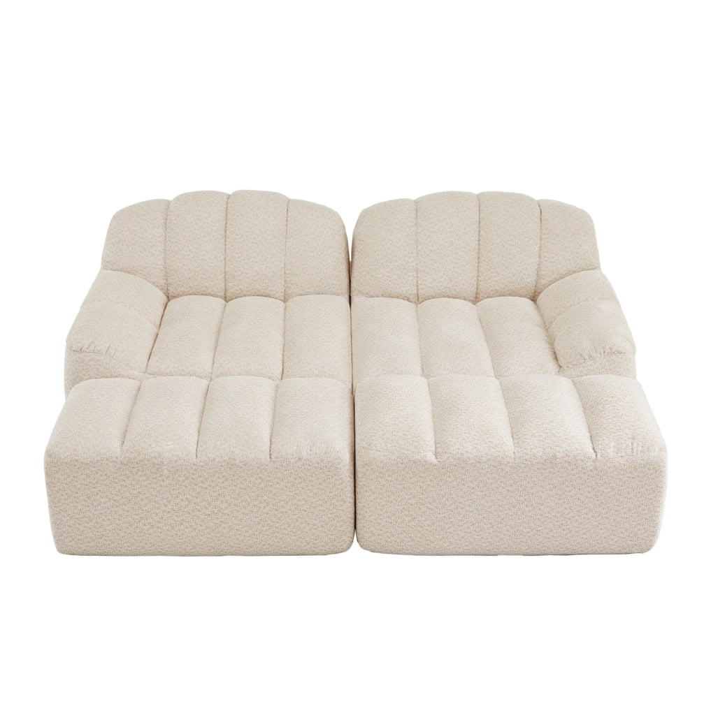 Divano modulare senza struttura in pile granulare; beige e bianco