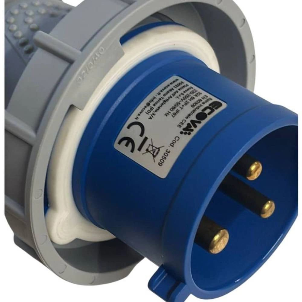 Spina industriale ecova 30509 32a 230v 2p+t ip67 per uso professionale