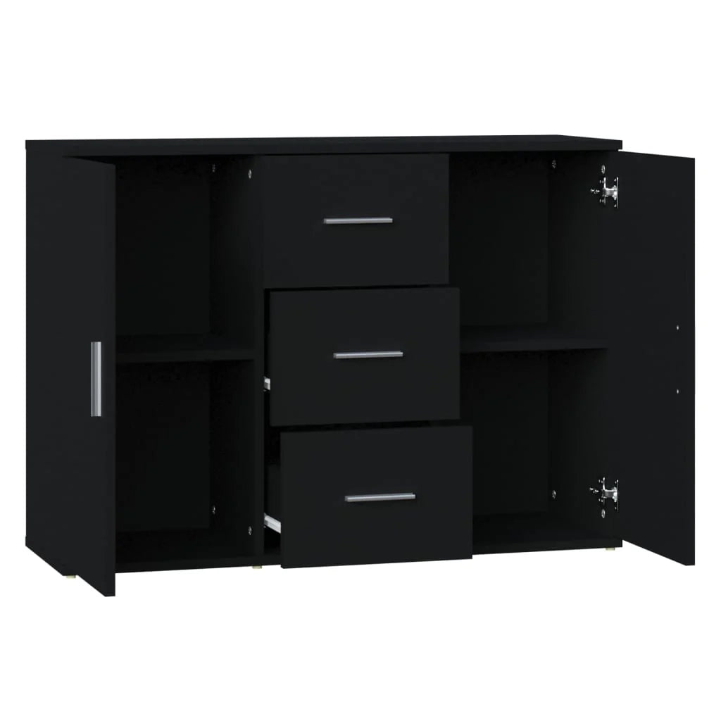 Buffet credenza cassettiera mobiletto mobile contenitore organizer per cucina soggiorno salotto 91 x 29,5 x 65 cm legno ingegnerizzato nero 02_0036154