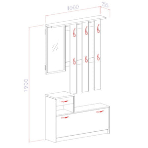 INGRESSO KEN VERA 100X26XH190CM CEMENTO / BIANCO