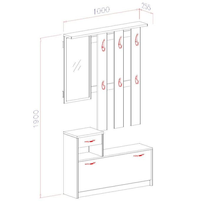 INGRESSO KEN VERA 100X26XH190CM CEMENTO / BIANCO