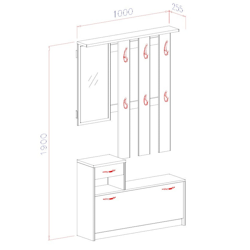 INGRESSO KEN VERA 100X26XH190CM CEMENTO / BIANCO