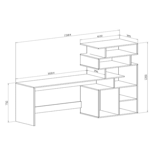 SCRIVANIA GHEA 159X40XH135CM LARICE BIANCO CON LIB