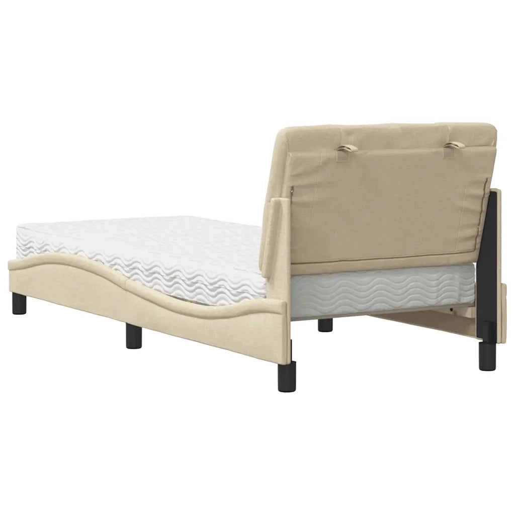 Letto con Materasso Crema 80x200 cm in Tessuto