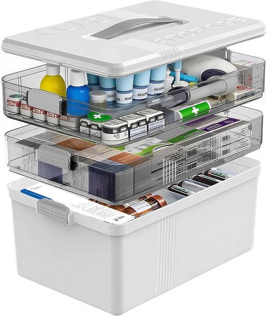 Medicinale Organizzatore Grande per Uso Domestico con Piatto Rimovibile