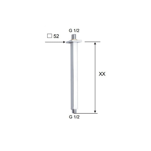 Braccio doccia da soffitto quadrato 10 cm