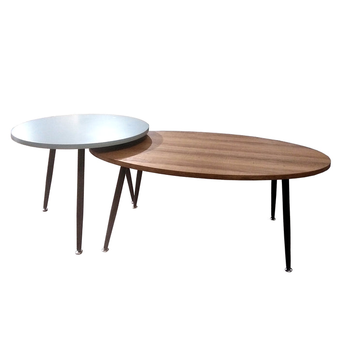 SET 2 TAVOLI BASSI CON TOP EFFETTO PIETRA E LEGNO