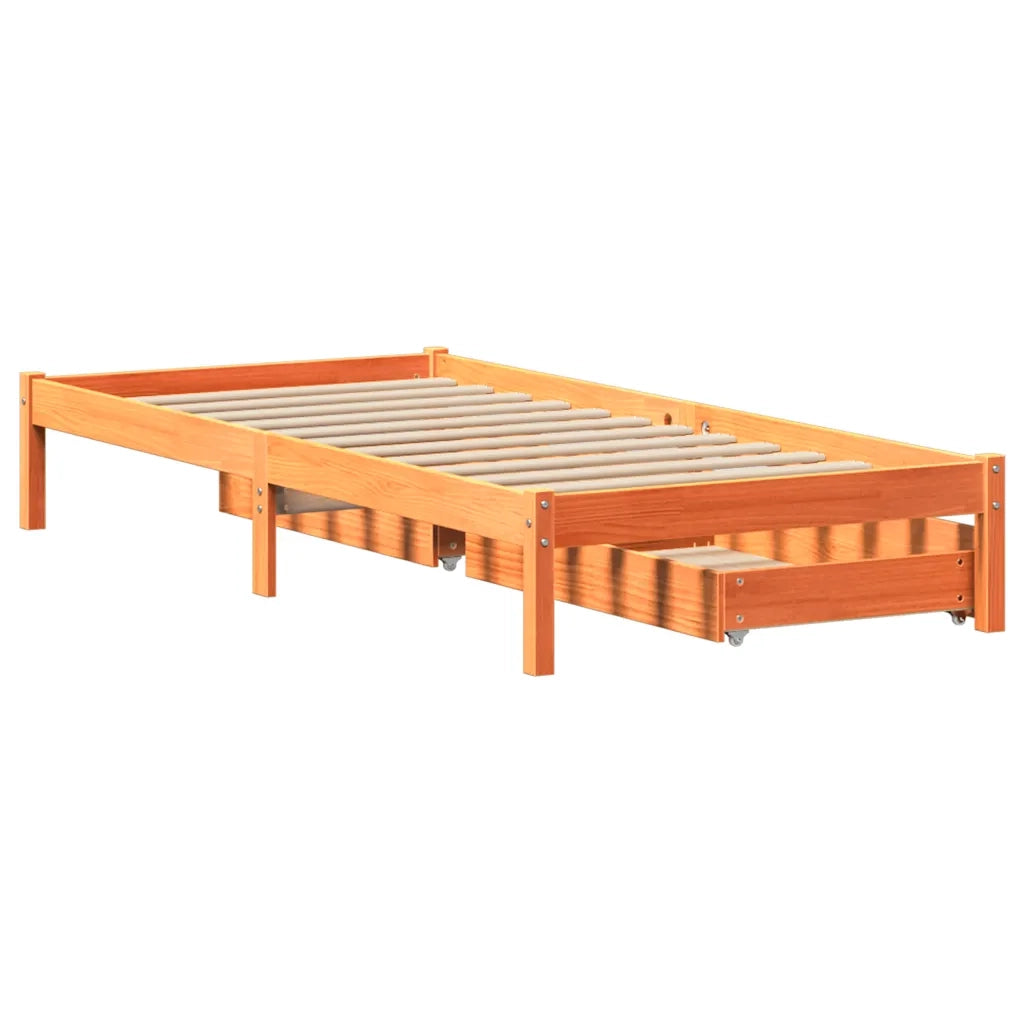 Letto senza Materasso Marrone Cera 90x190 cm in Legno di Pino