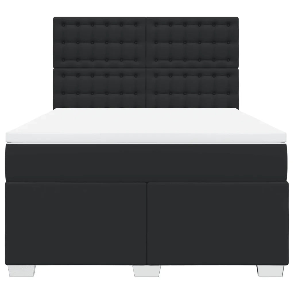 Giroletto a Molle con Materasso Nero 140x190 cm in Similpelle