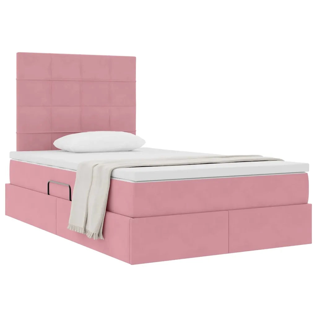 Letto con contenitore e materasso Rosa 120 x 200 cm Velluto 3372026