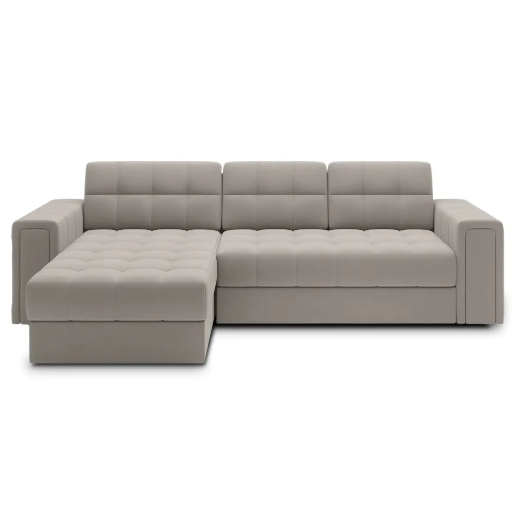 Divano angolare trasformabile KAPITARA beige reversibile con vano contenitore