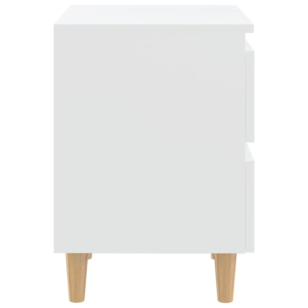 Comodino con Gambe in Pino Massello Bianco 40x35x50 cm 805851