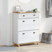 Armadio per scarpe ASKIM Bianco 85x35x108 cm in legno massello di pino