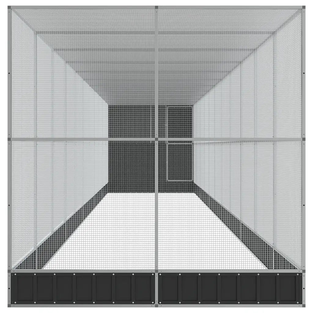 Voliera con Estensione Argento 1244x203x216 cm in Acciaio