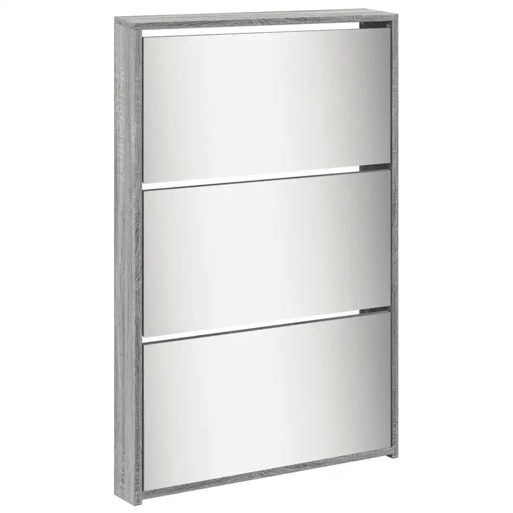 Scarpiera con Specchio a 5 Livelli Grigio Sonoma 63x17x169,5 cm 3228284