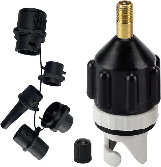 Adattatore SUP per Barca a Pneumatici con 4 Accessori per Pompa a Gas per Paddleboard e Letto Inflabile (Nero)