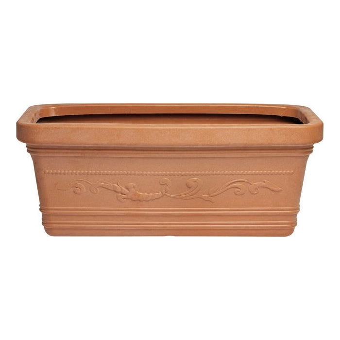 Vaso Rettangolare Resina Festonato Maxi misura 80x40x35H cm color Terracotta