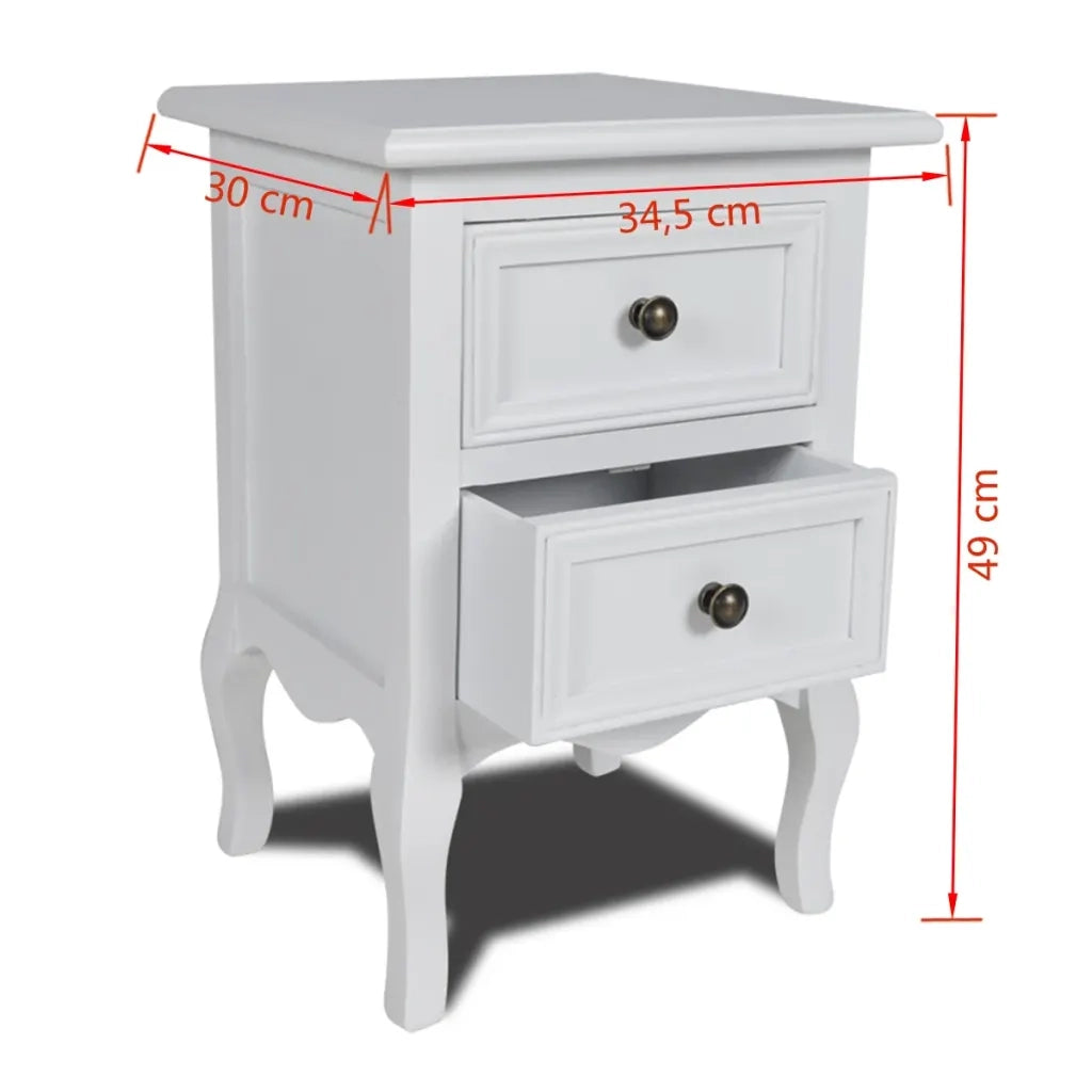 Comodini 2 pz con 2 Cassetti in MDF Bianchi 60638