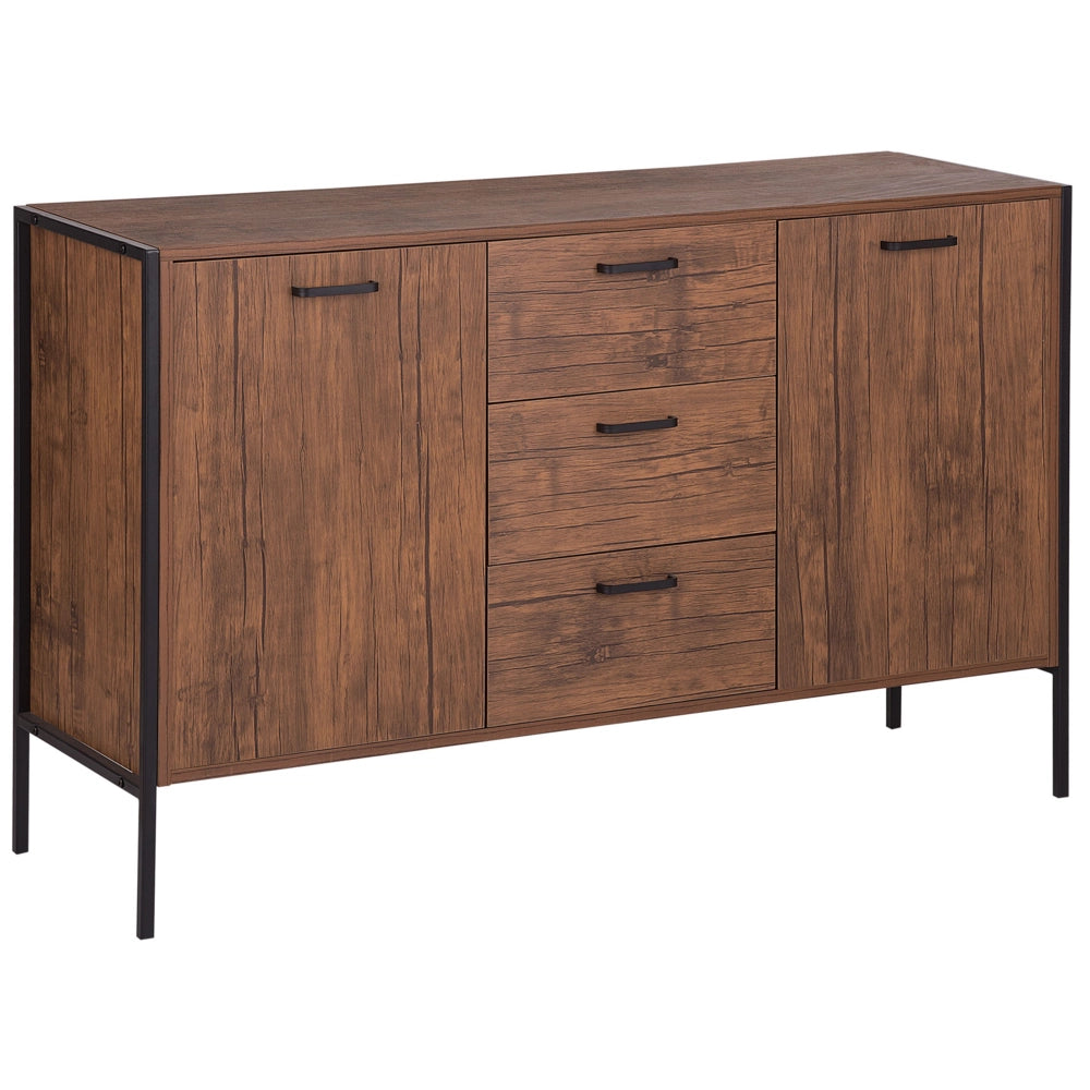 Madia credenza in Legno Scuro e Nero con Cassetti Industriale Soggiorno