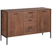 Madia credenza in Legno Scuro e Nero con Cassetti Industriale Soggiorno