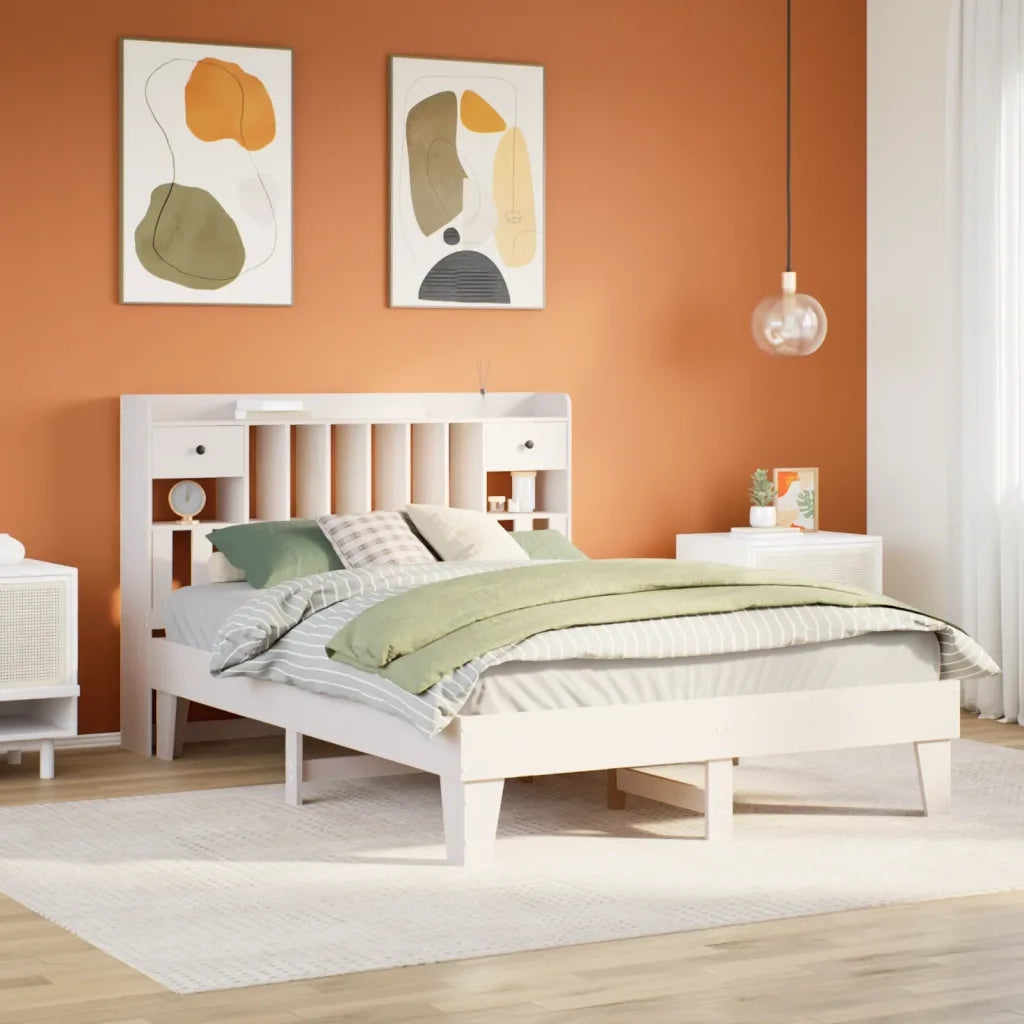 Letto senza Materasso Bianco 160x200 cm Legno Massello di Pino