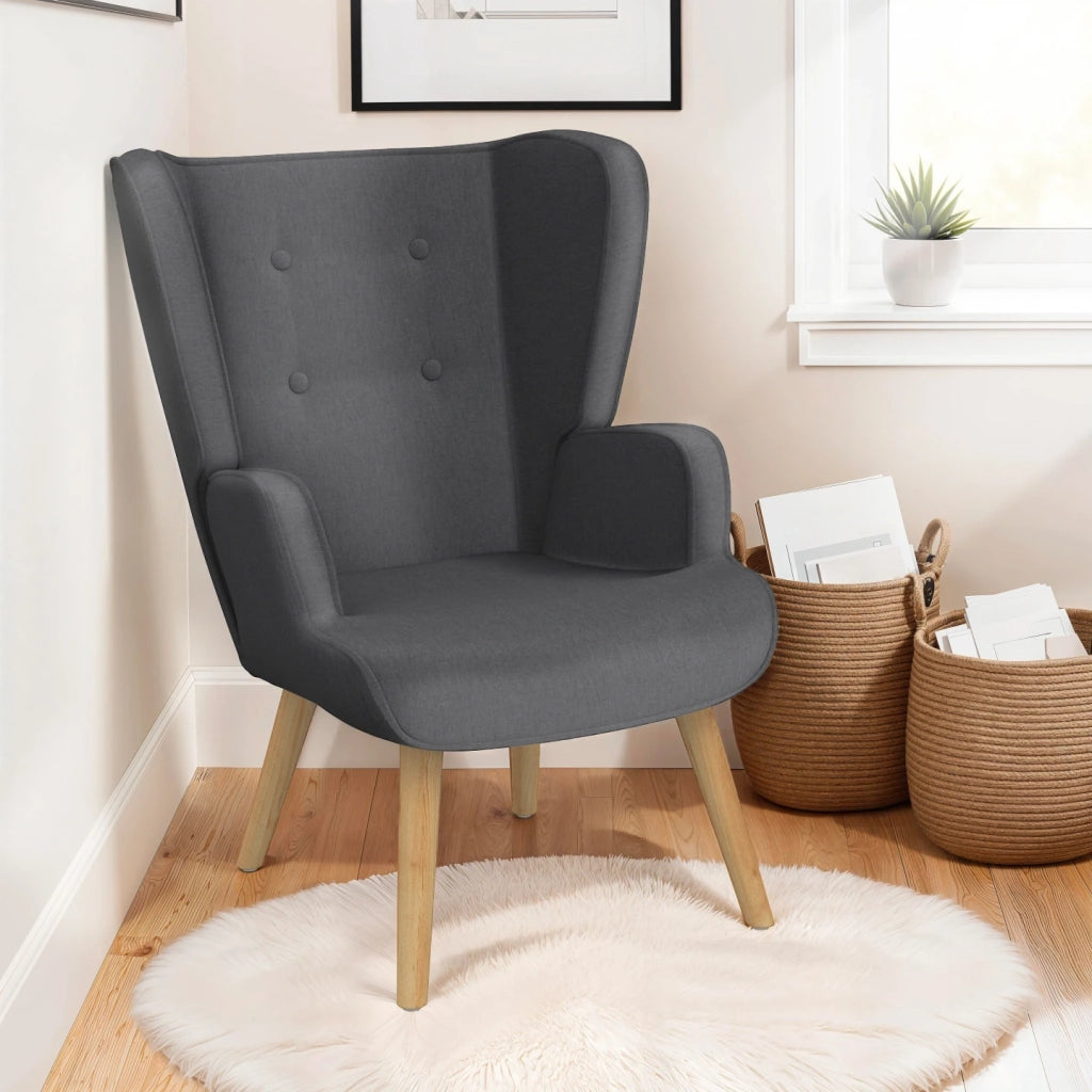 IDMarket - Sillón escandinavo SVEN en tejido gris antracita