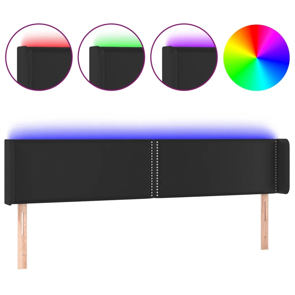 Testiera a LED-Testata con LED Nera 203x16x78/88 cm in Similpelle 895245