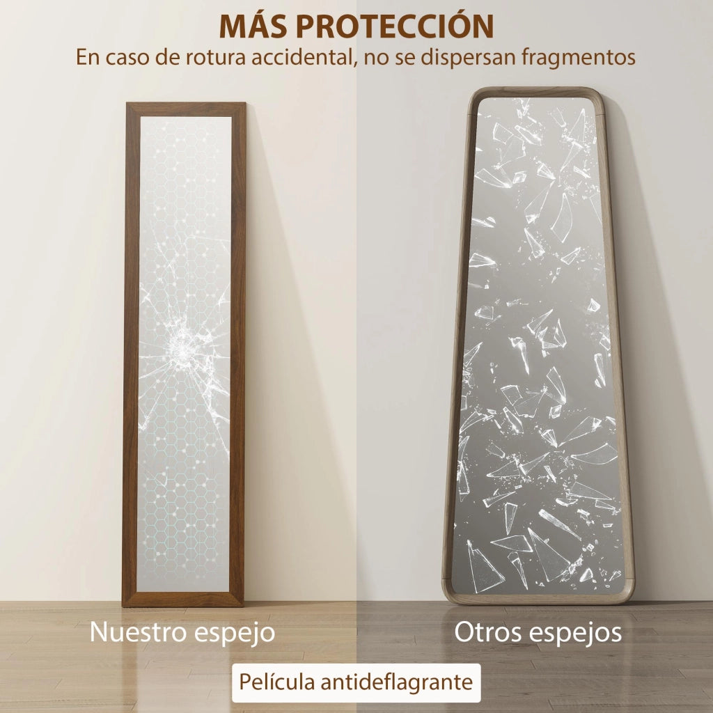 Specchio a Pieno Corpo 157x37 cm ¨C zephmum ¨C MDF Legno di Noce