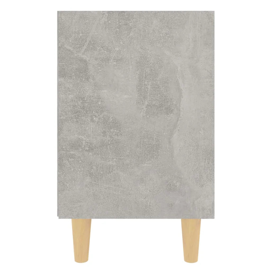 Comodino | Armadio da Notte | Mobiletto da notte con Gambe in Legno Massello Grigio Cemento 40x30x50 cm