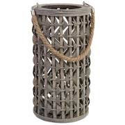 Lanterna in bambù e legno con portacandele in vetro D18x34h cm