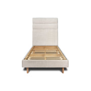 Letto 90x190 cm con testiera in linea - tessuto bouclé